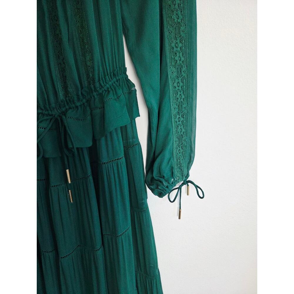 Zimmermann Deep Green Tiered Long Sleeve Maxi Dress. - Picture 9 of 12